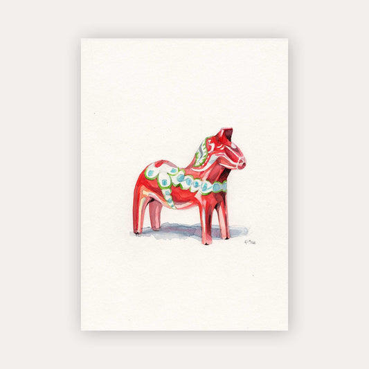 Dalahäst, the famous swedish wooden horse – Watercolour Painting