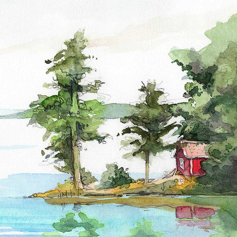 „Swedish Lakeside Landscape“ – Watercolour Painting
